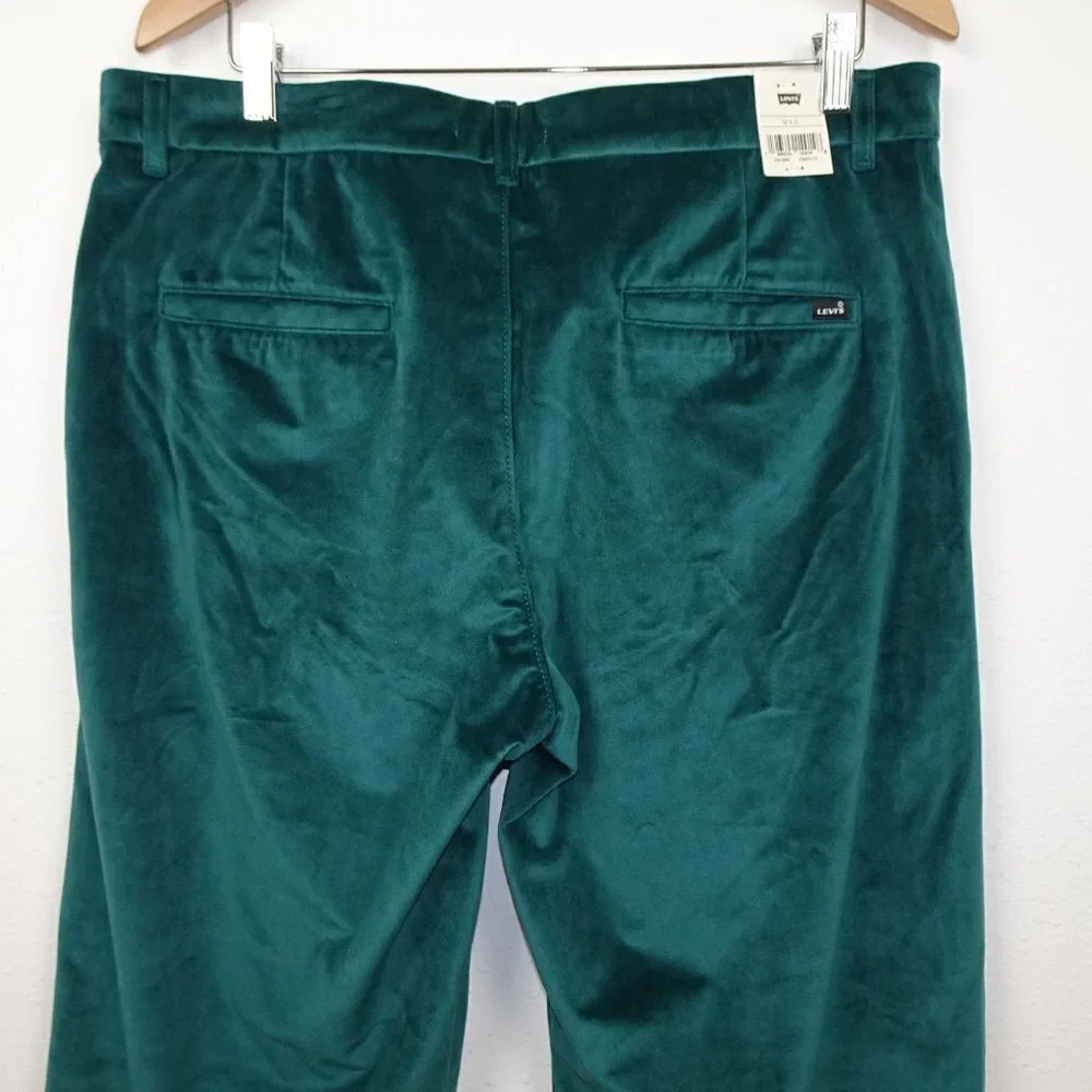 Levi's Baggy Trousers Women's Size 32x31 Green Velvet Wide Leg Loose Fit - Picture 5 of 10